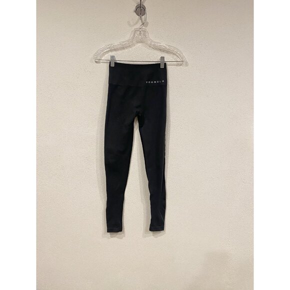 YoungLA Leggings Womens Small Black Seamless High Waist Scrunch Yoga Gym Pants - Picture 1 of 5